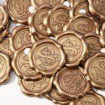 Gold Initial Wax Seal Stickers - 50 Pack