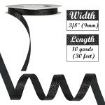 Glitter Black Ribbon for Gifts and Crafts, 25 Yards