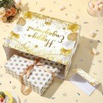 White and Gold Engagement Gift Bags with Tissue
