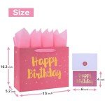 Large Pink Gift Bag Set with Card and Tissue