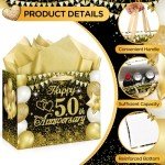 Black and Gold 50th Anniversary Gift Bag Set