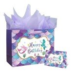 Large Mermaid Birthday Gift Bag with Handle