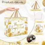 White and Gold Engagement Gift Bags with Tissue