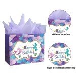 Large Mermaid Birthday Gift Bag with Handle