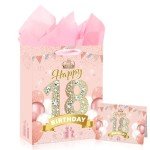 Rose Gold 18th Birthday Gift Bag for Girls