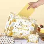 White and Gold Engagement Gift Bags with Tissue