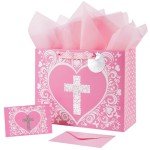 Large Pink Gift Bag with Floral Design for Girls