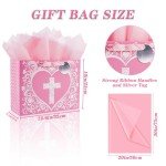 Large Pink Gift Bag with Floral Design for Girls