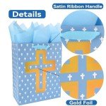Large Blue Gift Bag Set with Card & Tissue