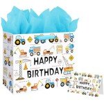 Happy Birthday Gift Bag for Baby Boy - Vehicles
