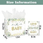 Large Sage Green Baby Gift Bag with Accessories