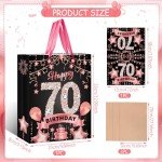 Rose Gold 70th Birthday Gift Bag Set