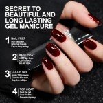Dark Red Gel Nail Polish, 16ml - Wine Shade