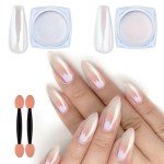 2 Jars Chrome Nail Powder - White & Red Pearl