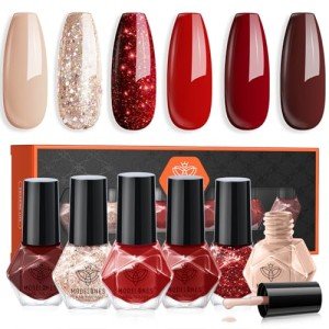 6-Color Quick-Dry Glitter Nail Polish Set