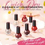 6-Color Quick-Dry Glitter Nail Polish Set