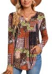 Casual Women's Long Sleeve Floral Tunic Shirt