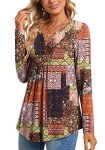 Casual Women's Long Sleeve Floral Tunic Shirt