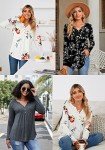 Casual Women's Long Sleeve Floral Tunic Shirt
