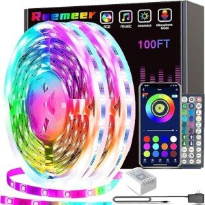 100ft Smart APP-Controlled RGB LED Strip Lights