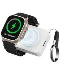 Portable Apple Watch Charger 1500 mAh, Pocket Size Wireless Magnetic Power Bank with Built-in Lightning Cable, Travel Keychain Battery Pack for Apple Watch 9 /Ultra2 /8 /Ultra /7/6/Se/5/4/3 iPhone