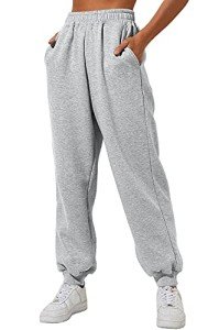 Cozy Grey High-Waisted Baggy Sweatpants for Women