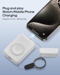 Portable Apple Watch Charger 1500 mAh, Pocket Size Wireless Magnetic Power Bank with Built-in Lightning Cable, Travel Keychain Battery Pack for Apple Watch 9 /Ultra2 /8 /Ultra /7/6/Se/5/4/3 iPhone