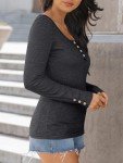 Kissfix Women's Casual Long Sleeve Henley Tops
