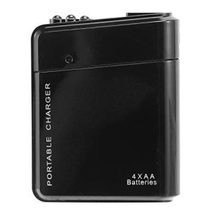 Kqcibz Black 4X AA Battery Portable Emergency Power Charger USB for Cell Phone, 046139