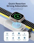 Portable Apple Watch Charger 1500 mAh, Pocket Size Wireless Magnetic Power Bank with Built-in Lightning Cable, Travel Keychain Battery Pack for Apple Watch 9 /Ultra2 /8 /Ultra /7/6/Se/5/4/3 iPhone