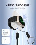 Portable Apple Watch Charger 1500 mAh, Pocket Size Wireless Magnetic Power Bank with Built-in Lightning Cable, Travel Keychain Battery Pack for Apple Watch 9 /Ultra2 /8 /Ultra /7/6/Se/5/4/3 iPhone