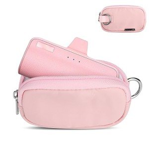 CaSZLUTION Small Travel Case Compatible with iWALK Mini/iWALK LinkPod Portable Charger 3350mAh, 4500mAh, 4800mAh, 9000mAh Ultra-Compact Power Bank Carrying Case Bag, Pink (Case Only)