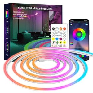 20FT Waterproof RGB Neon Rope Lights with Remote