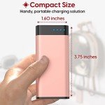 TALK WORKS Portable Charger - Fast Charging Power Bank Compatible with iPhone 13/Pro/Pro Max, 14/Plus/Pro/Pro Max, 12, 11, XR, XS, X, 8, 7, 6, SE, iPad, Android -External Cell Phone Backup (Rose Gold)