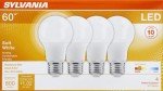 Sylvania Soft White LED Light Bulbs, 4 Pack