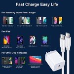 Fast Charger Samsung Type C for Samsung Galaxy A14 5G A13 5G A03S A53 A23 A54 A34 A24 A33/S23 S22 Ultra/S21 FE/S20/A04S/Z Flip 4 3/Z Fold4,Pixel 7,USB C Wall Charger Charging Block 6FT USBC to C Cable