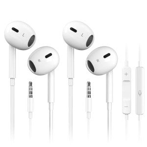 Clear Sound Wired Earbuds with Mic - 2 Pack