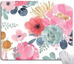 KUOSGM Mouse Pad, Premium-Textured Mouse Mat, Non-Slip Rubber Base Mousepad for Laptop, Computer & PC,9.5×7.9 in,Pink Green Flower