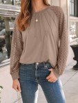 Women’s Lace Long Sleeve Casual Top - Khaki