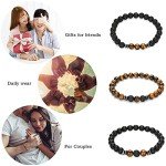 Men's Beaded Bracelet with Lava & Tiger Eye