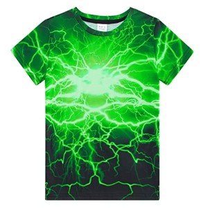 Neon Green Lightning Graphic Tee for Kids