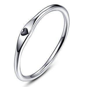 Simple Silver Heart Stackable Promise Ring - Size 7