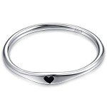 Simple Silver Heart Stackable Promise Ring - Size 7