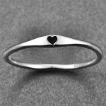 Simple Silver Heart Stackable Promise Ring - Size 7