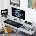 Reniteco Large Gaming Mouse Pad with Durable Stitched Edges, Non-Slip Rubber Base, Big Computer Keyboard Mouse Mat Desk Pad for Home Office Gaming Work, 31.5"x11.8"x0.12", Black