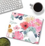 KUOSGM Mouse Pad, Premium-Textured Mouse Mat, Non-Slip Rubber Base Mousepad for Laptop, Computer & PC,9.5×7.9 in,Pink Green Flower