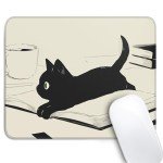 Cute Black Cat Mouse Pad,Kawaii Anime Cat Mouse Pads for Wireless Mouse Desk Accessories,10"X8" Travel Mousepad with Non-Slip Rubber Base, Stitched Edge Mouse Pads for Desk,Computers,Laptop,Office