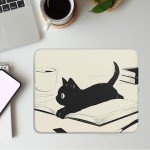 Cute Black Cat Mouse Pad,Kawaii Anime Cat Mouse Pads for Wireless Mouse Desk Accessories,10"X8" Travel Mousepad with Non-Slip Rubber Base, Stitched Edge Mouse Pads for Desk,Computers,Laptop,Office