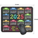 RMYMPMYX Mouse Pad with Stitched Edge, Computer Mouse Pad with Non-Slip Rubber Base, Mouse Pads for Computers Laptop Mouse 9.6x7.9x0.1 inch, (2025 Calendar Black)