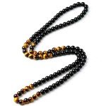 Black Onyx Tiger Eye Bead Necklace for Men